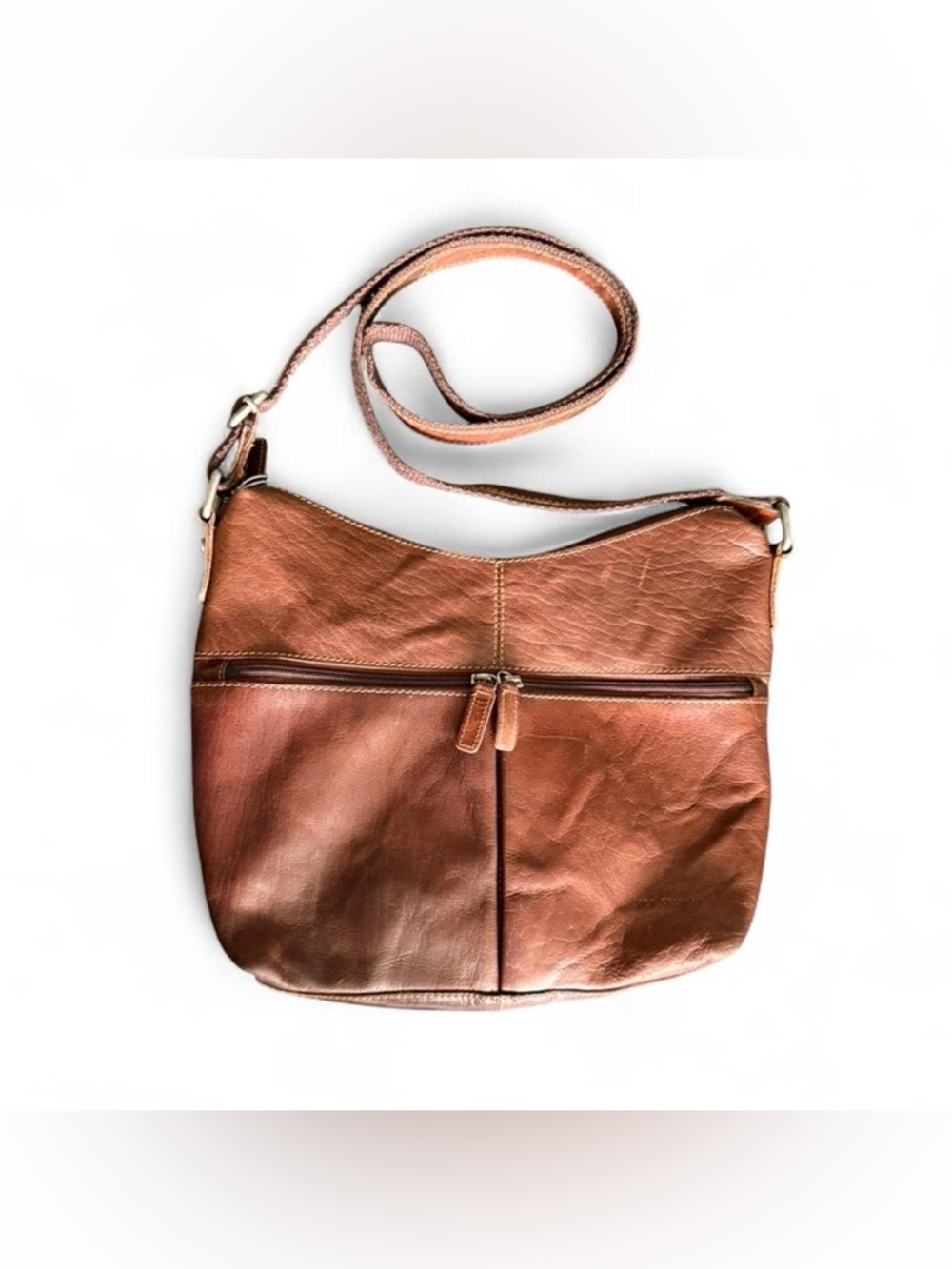 Jack George’s Genuine Leather Crossbody Shoulder Bag - Cognac Brown